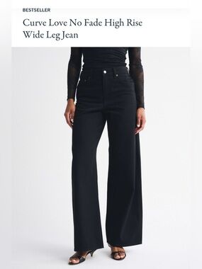 NWT Abercrombie & Fitch Black Curve Love High-Rise Wide Leg Jeans